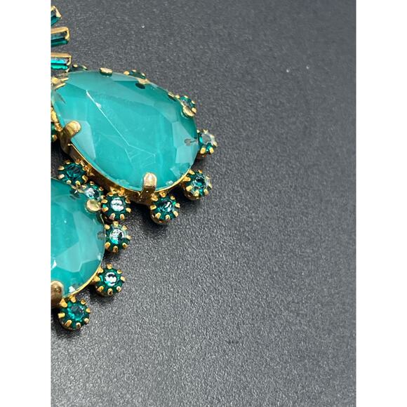 Elizabeth Cole Designer Bright Green Crystal Lennon Drop Dangle Runway Earrings - Picture 16 of 16